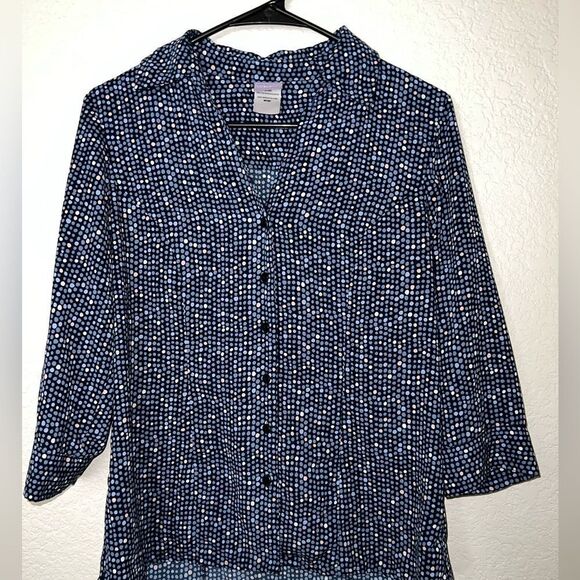 ❄️ LAURA SCOTT BLUE 3/4 SLEEVE TOP SIZE MEDIUM - Picture 1 of 4